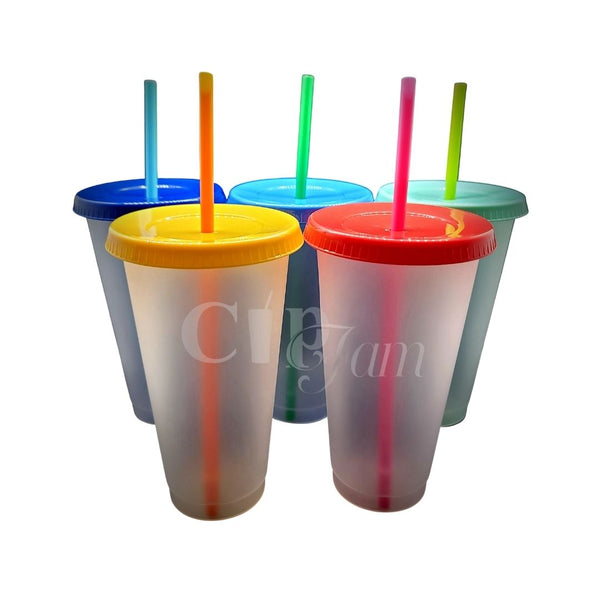 24oz Clear W/Color Lid