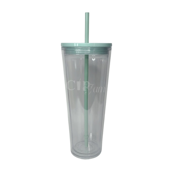 24oz Snowglobe Tumbler Mint Lid