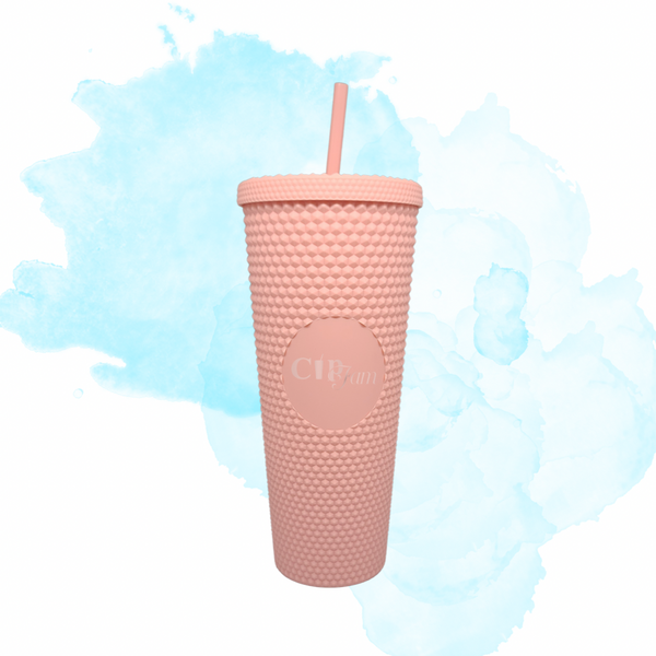 24oz Coral pink Studded Tumbler